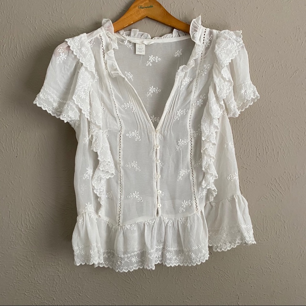 H&M sheer embroidered blouse